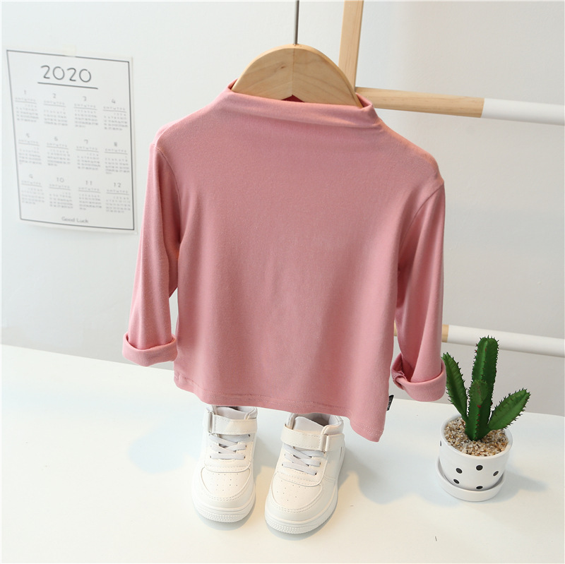 Boys and girls pure cotton T-shirt baby solid color mask T long-sleeved top