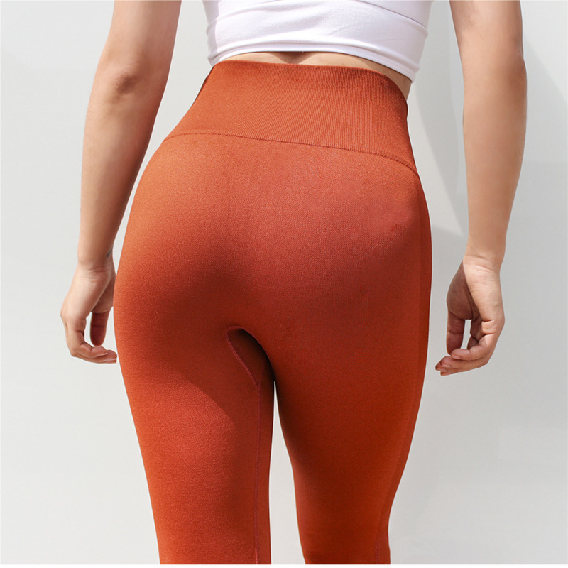 Seven-point yoga pants high waist tight-fitting hip-lifting solid color outdoor running sports pants fitness pants women