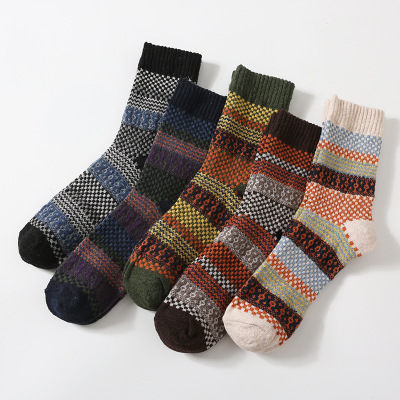 Winter Thick Warm Stripe Wool Socks Casual Sock