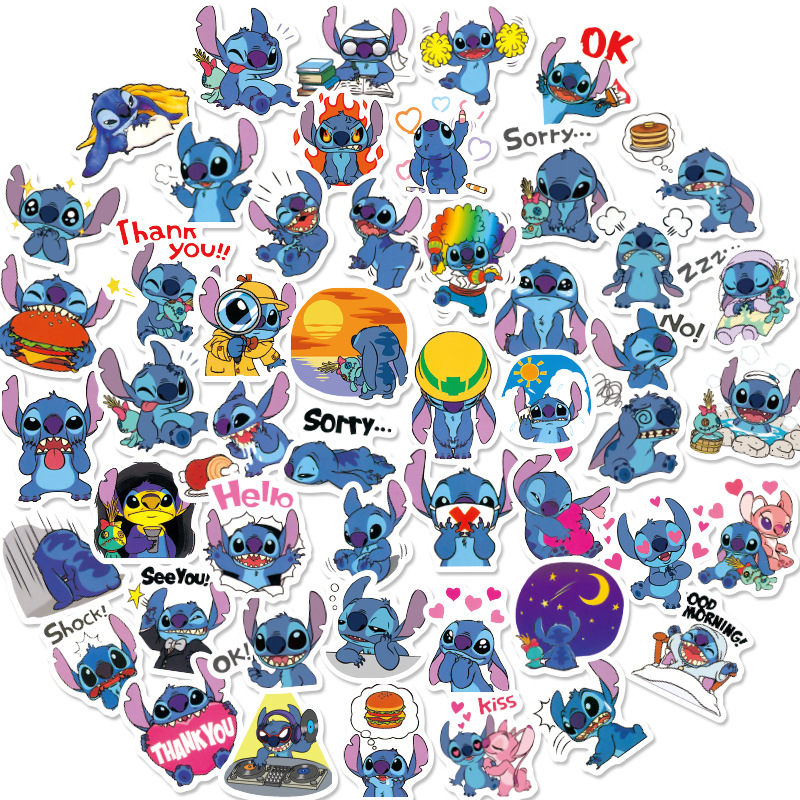 50 Star Baby Stitch Stickers Cartoon Cute Emoji Stickers