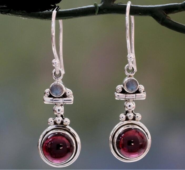 Red Moonstone Drop Earrings Jewelry Statement Jewelry Retro Trendy