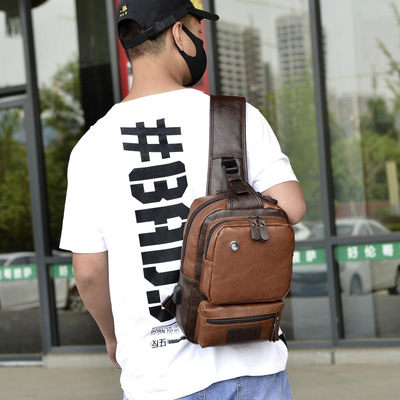 A Mo Tis Leather Backpack Bag trend of Korean men's casual outdoor sport for men chest Bag Satchel