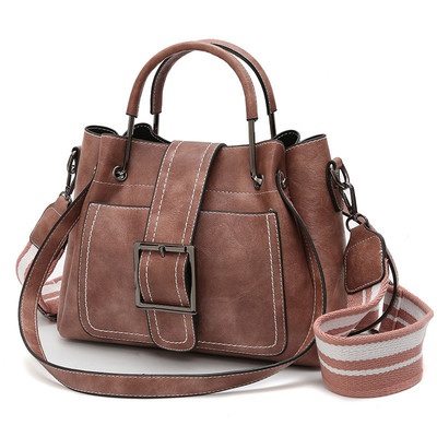 ouble Leather Bucket Bag Handbag