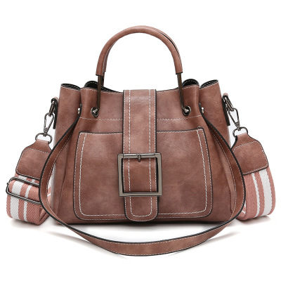 ouble Leather Bucket Bag Handbag
