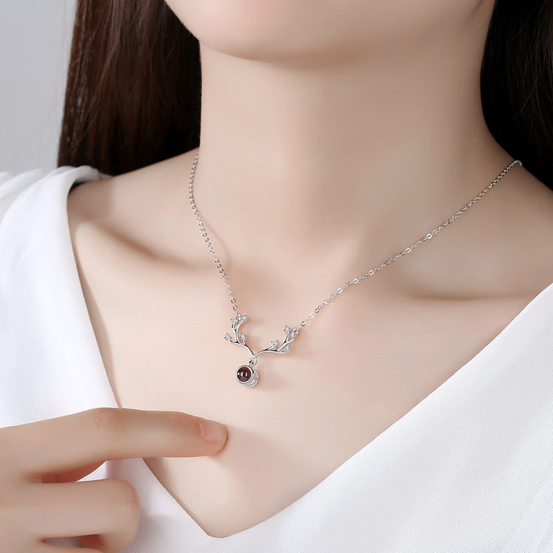 Customize Stainless Steel Accessories Projection Letter Crystal Pendant Necklace