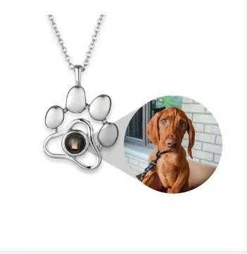 Cute Animal Dog Paw Personalized Custom Projection Necklace
