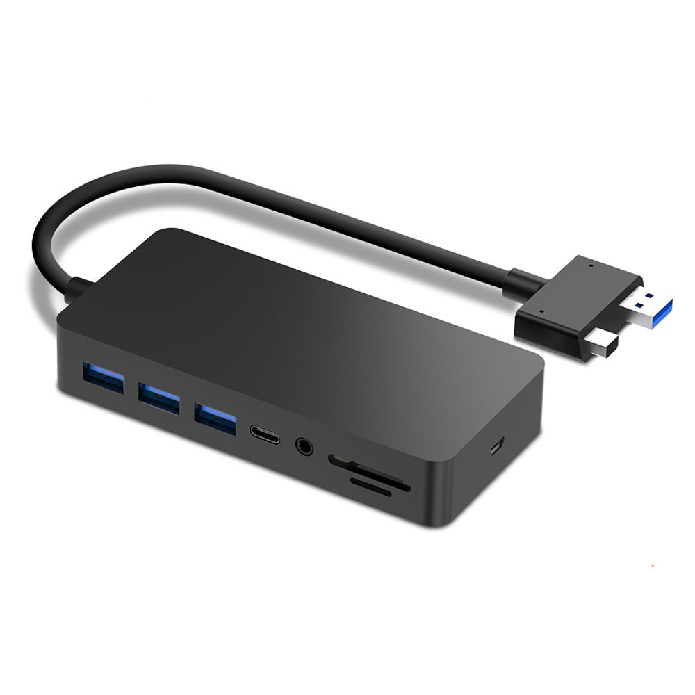 ROCKETEK SH701 USB Hub Card Reader Docking Station for Surface Pro 4/5/6 with RJ45 LAN DP HD VGA USB 3.0 Ports Type-C SD/TF Card Slot 3.5mm Audio Port