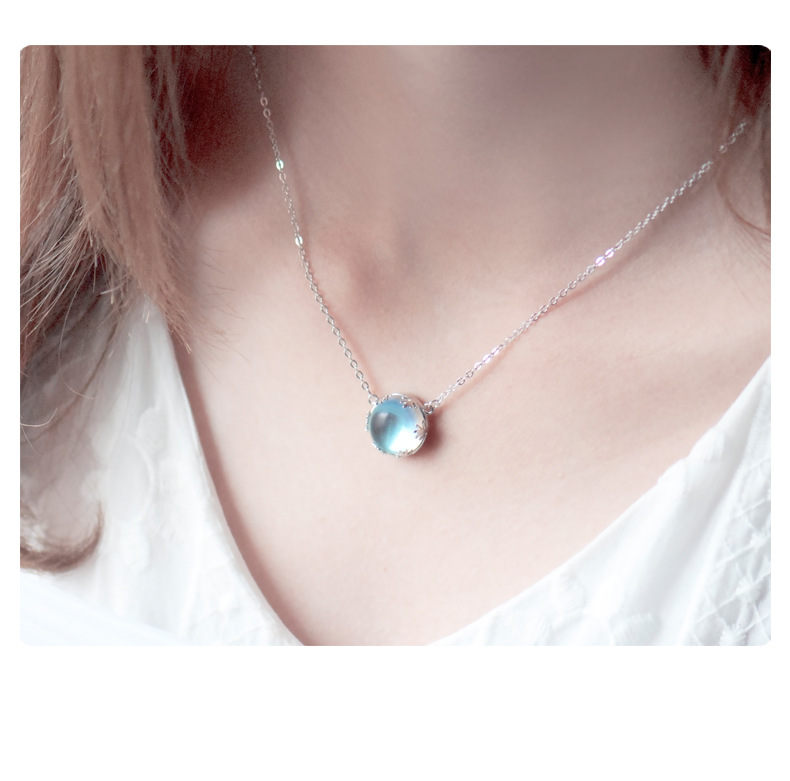 Aurora Forest Necklace Halo Crystal Gemstone S925 Silver Scale Light Pendant Necklace for Women Elegant Jewelry