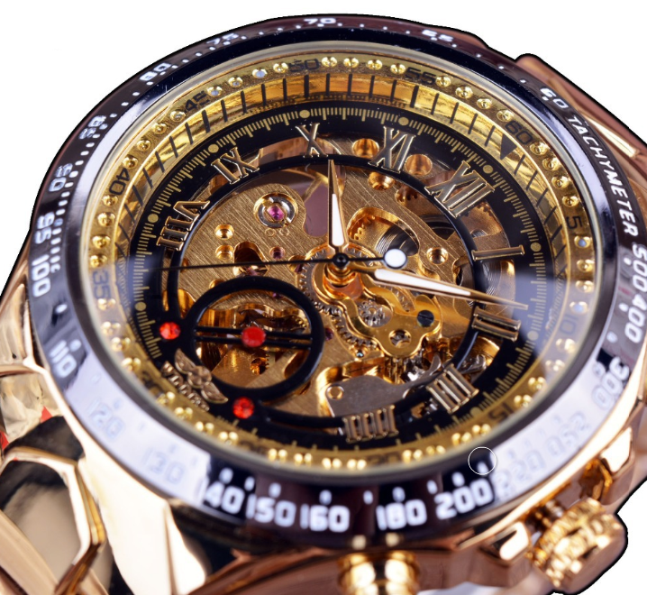 men's personality fashion gold watch all steel hollow automatic mechanical watch