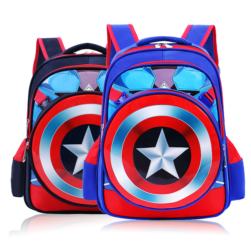 Schoolboy schoolbag boy 1-3-4-6 captain American boy shoulder bag 6-12 years old