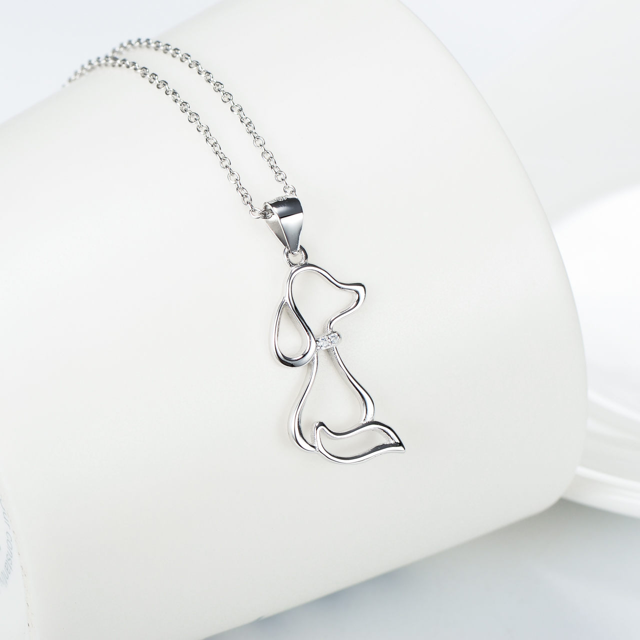 Ladies 925 Sterling Silver Jewelry Dog Necklace