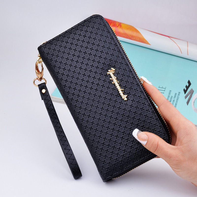 New pure color lady wristband handbag with fashionable Korean version of long style women's zipper purse wholesale money wallet wholesale