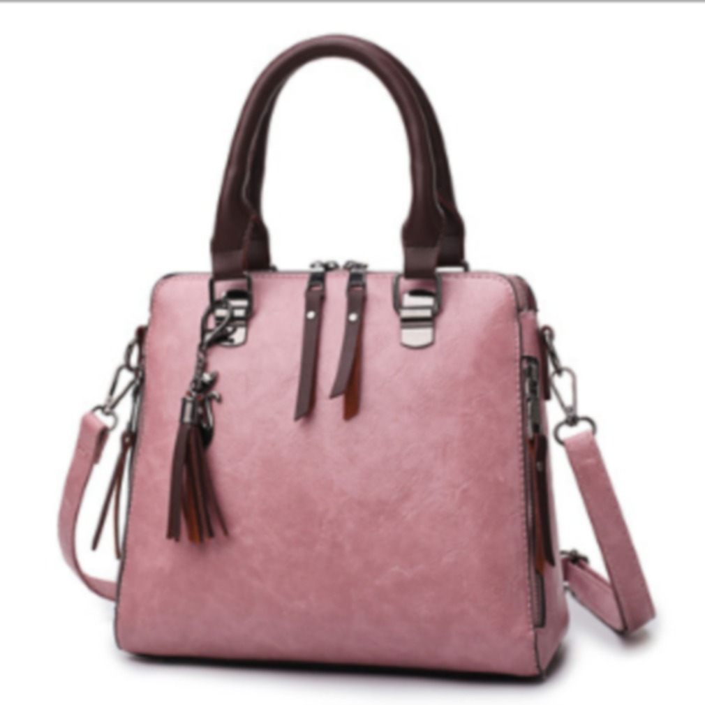 Superior Leather Tassel Cat Pendant Handbag