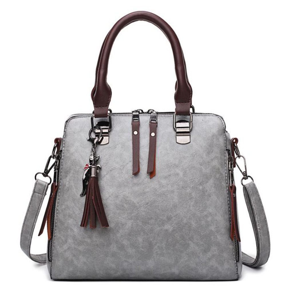 Superior Leather Tassel Cat Pendant Handbag Superior Leather Tassel Cat Pendant Handbag