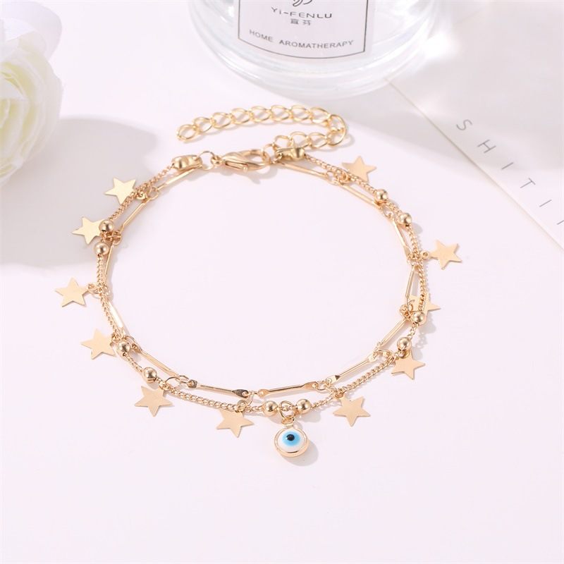 Stars and moon double anklet