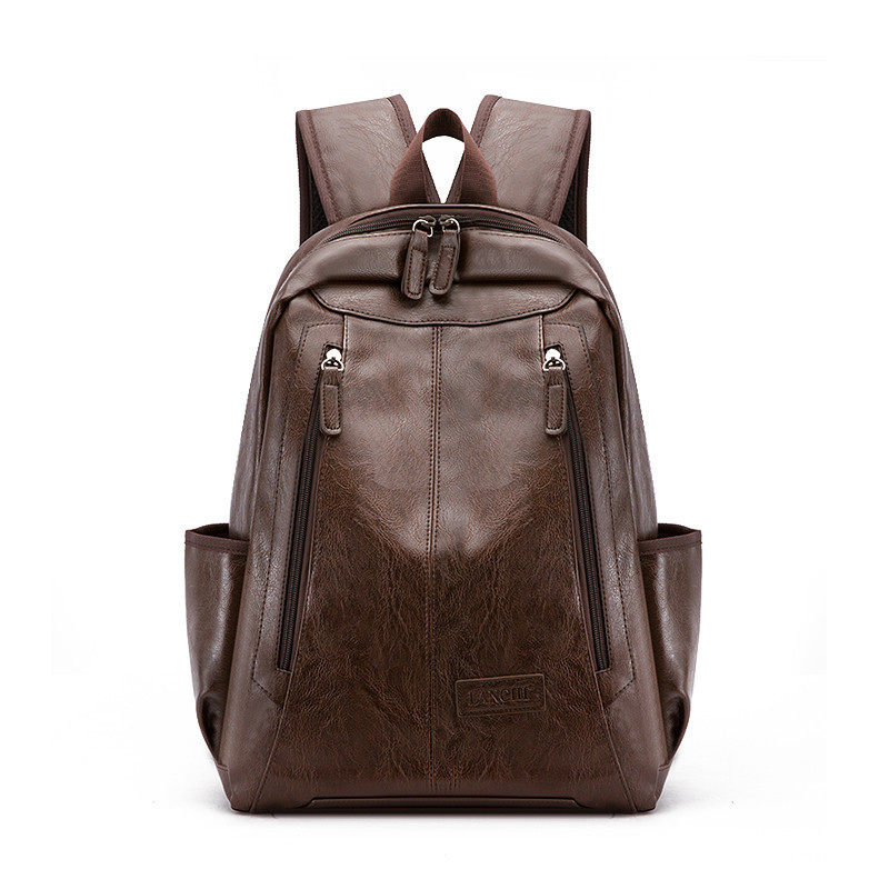 Backpacks for men Bag PU Black Leather Men's Shoulder Bags Fashion Male Business Casual Boy Vintage Men Backpack School Bag