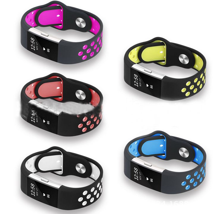 Suitable for fitbit charge2 smart bracelet two-color breathable replacement silicone strap