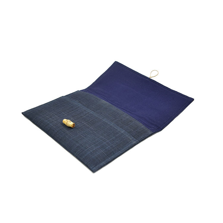 Handmade Ramie Summer Cloth Tablet Computer Bag iPad Bag Navy Blue Cloth Clutch Environmentally Friendly and Comfortable