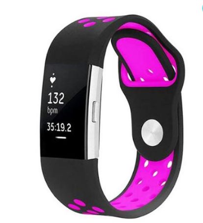 Suitable for fitbit charge2 smart bracelet two-color breathable replacement silicone strap