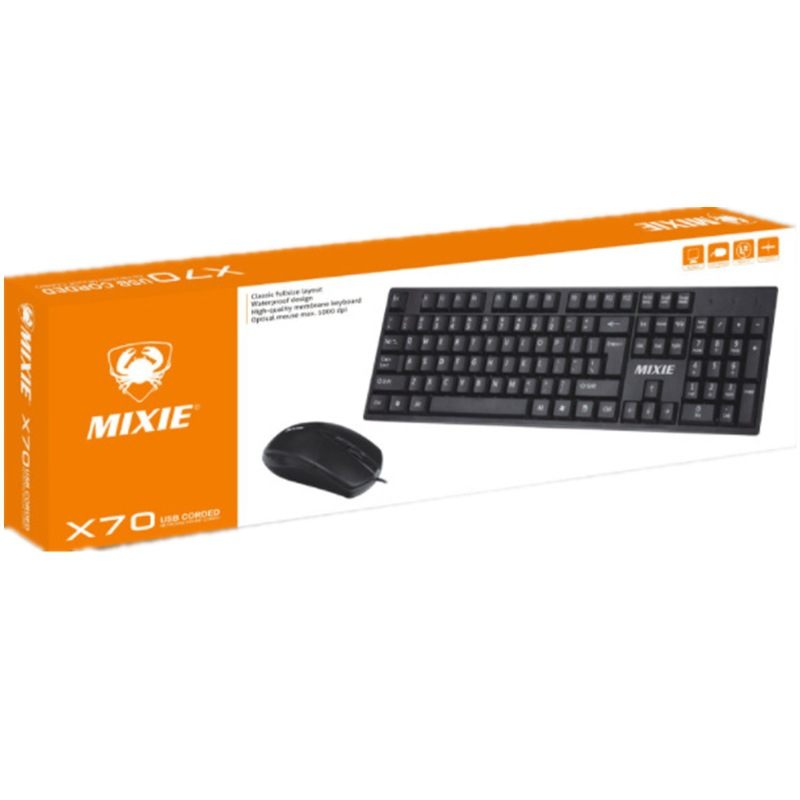 MIXIE X2 USB Wired Waterproof Business Office Keyboard and 1000DPI Office Mouse for PC Laptop