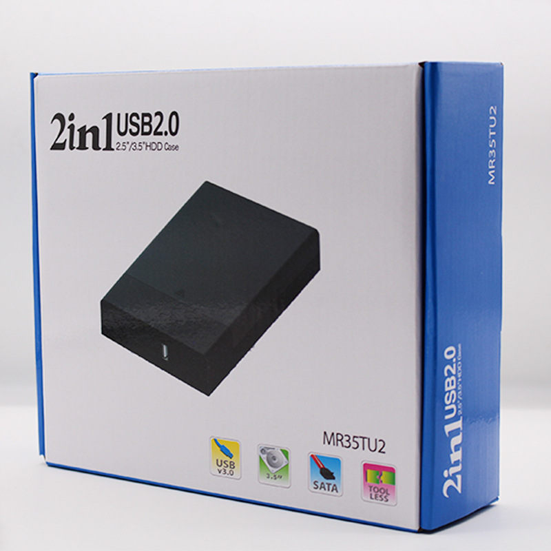 USB3.0 2.5'' 3.5'' SATA External Hard Drive Enclosure HDD SSD Caddy Hard Disk Case Box Tool Free Installation