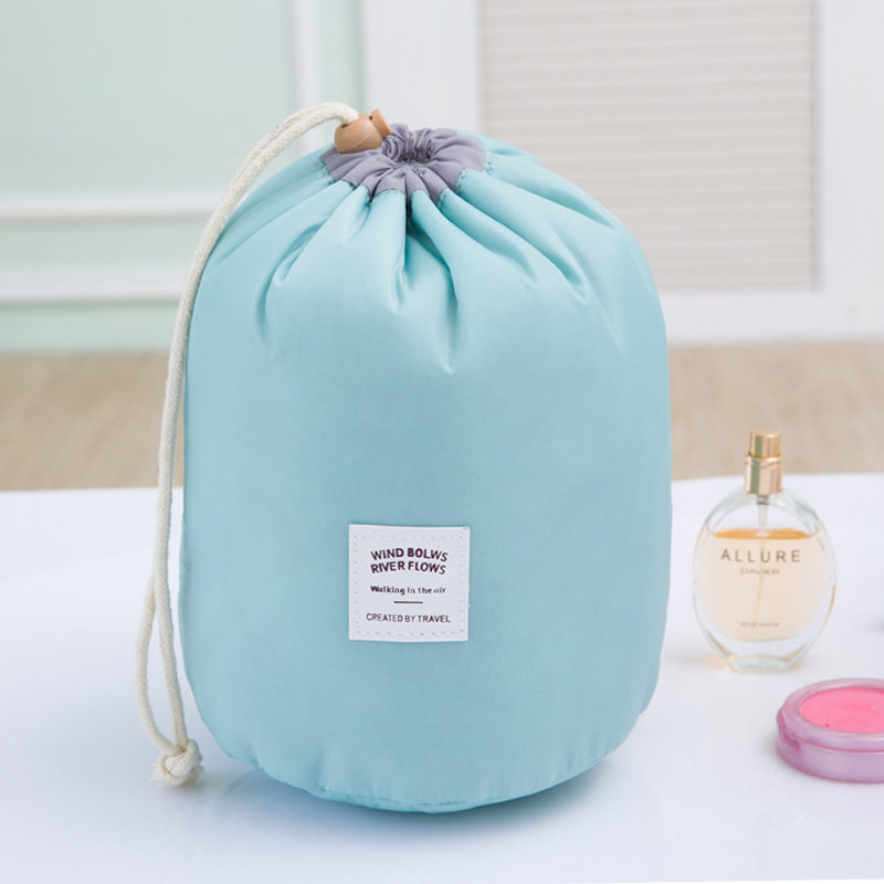 Cylindrical Waterproof Nylon Cosmetic Bag
