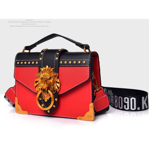 Women Fashion Pack Shoulder Bag with Metal Lion Head Crossbody Package