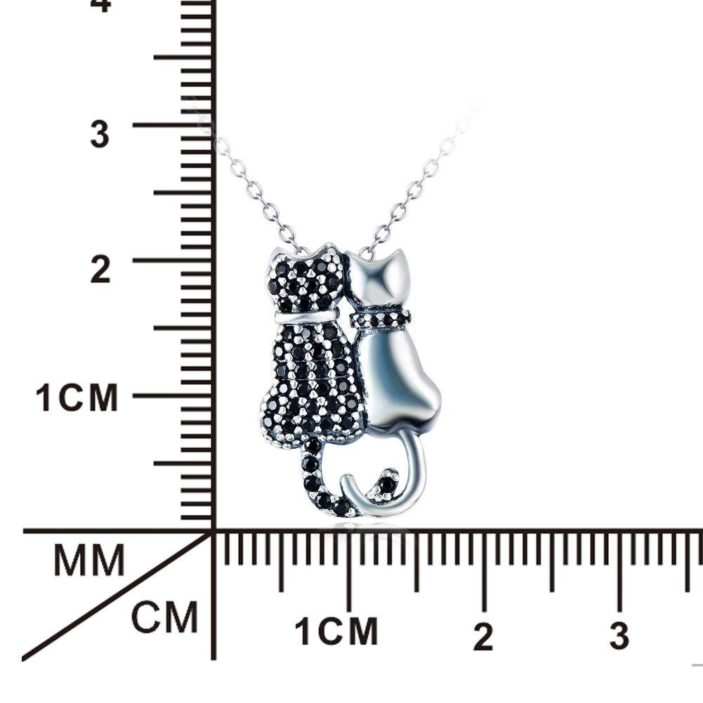Black And White Cat Necklace With Diamonds