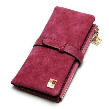 Korean version of the retro matte leather two-fold draw long wallet multi-card lady wallet