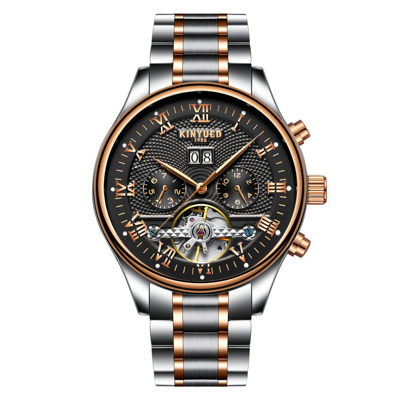 Swiss Waterproof Black Tourbillon mechanical watch Automatic Mens Watch seeking agent