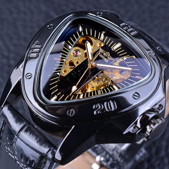 Watch Watch Hollow Triangle Automatic Mechanical Watch Men's Watch Men's Belt Watch Watch Waterproof