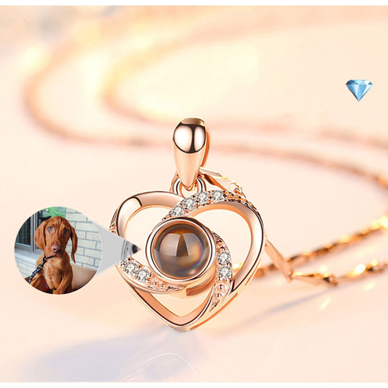 S925 Silver Projection Necklace Heart Shape 100 Languages I Love You Necklace For Girlfriend Chinese Valentine's Day Gift