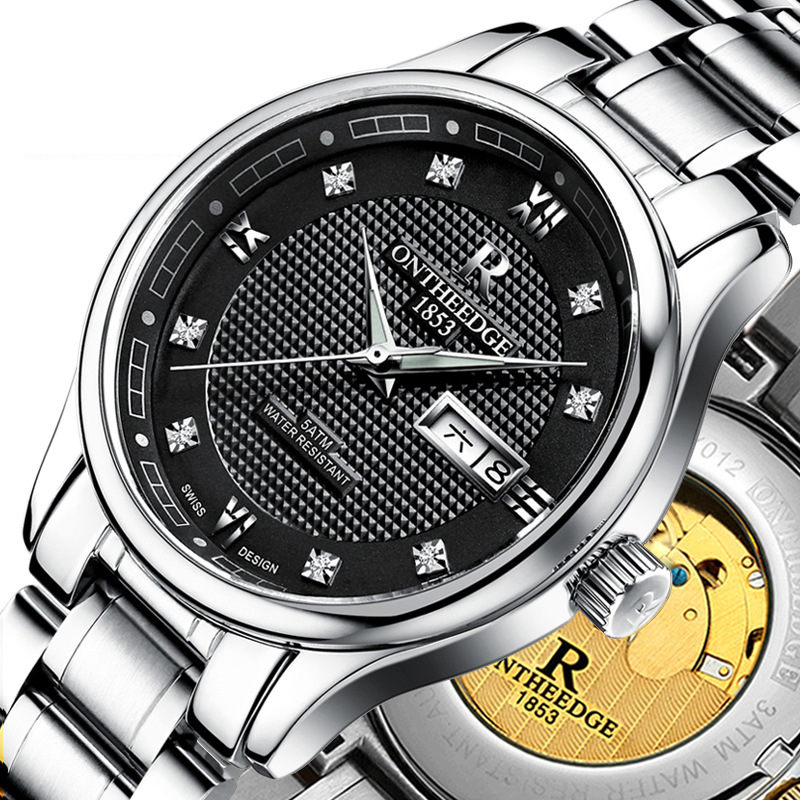 Genuine Ruizhiyuan Watch Men's Automatic Mechanical Watch Business Luminous Watch Hollow Men's Watch Waterproof Stainless Steel Band