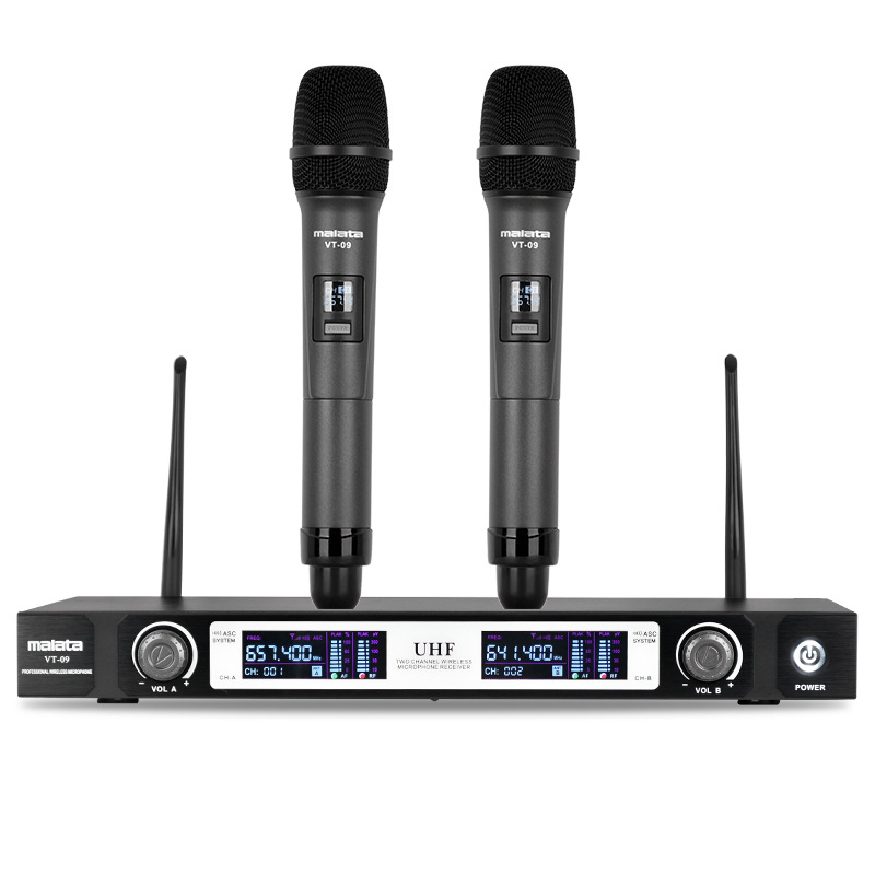 Wireless Microphone System Dual Handheld 2 x Mic Cordless Microphone Outdoor Vocal Karaoke Receiver System Receiver