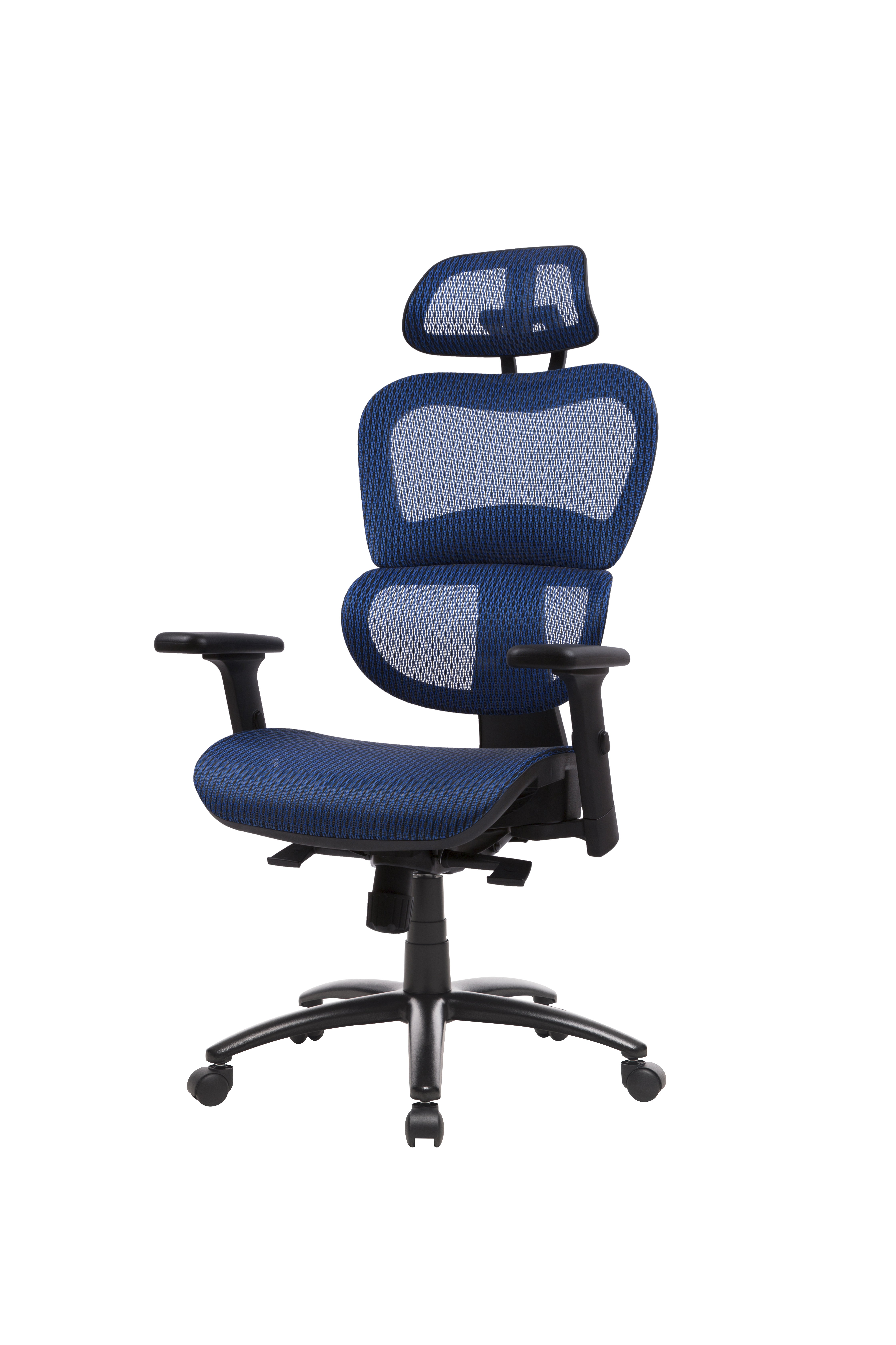 Ergonomic Office Chair Mesh Chair Computer Chair Desk Chair High Back Chair with Adjustable Headrest and Armrest-blue