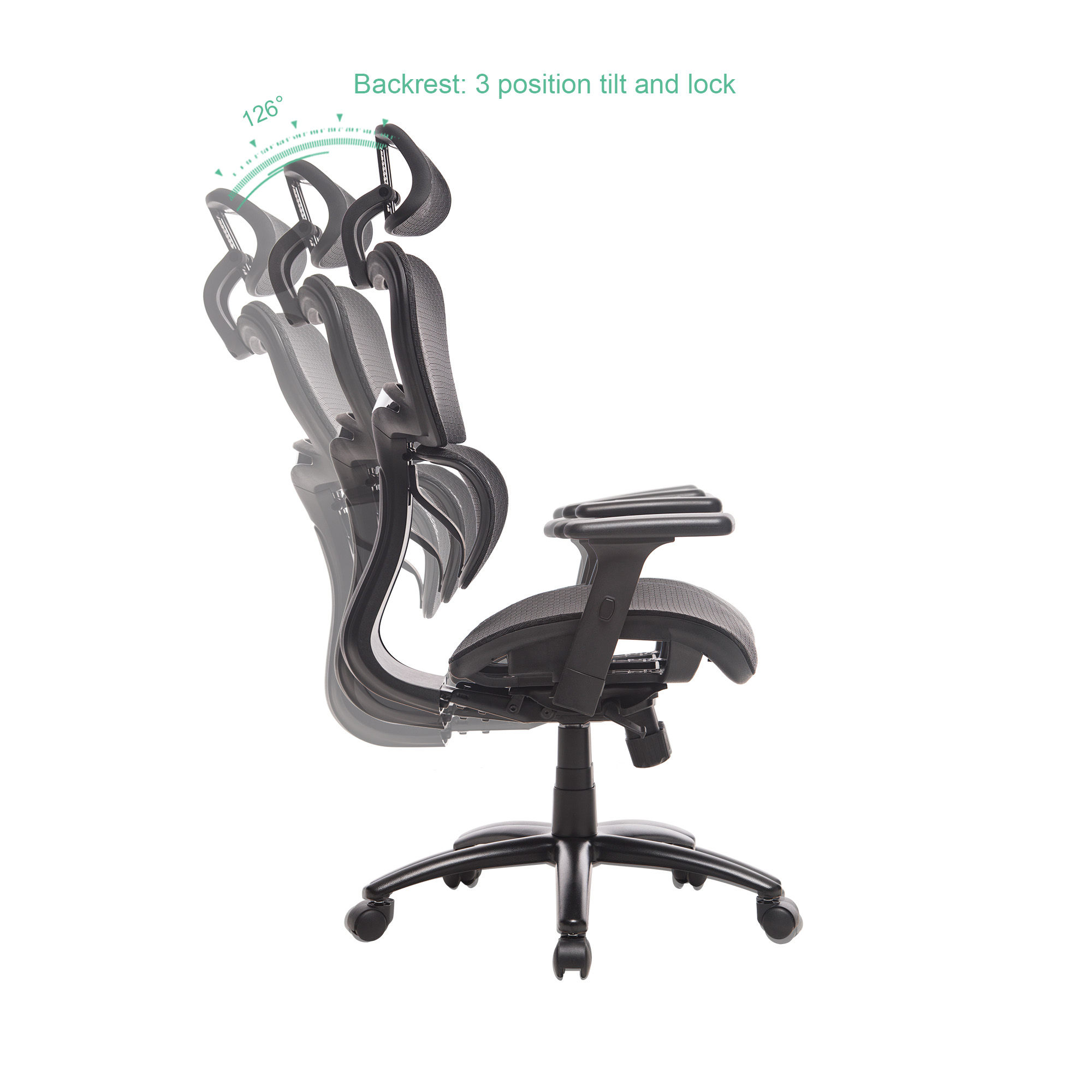 Ergonomic Office Chair Mesh Chair Computer Chair Desk Chair High Back Chair with Adjustable Headrest and Armrest-Black