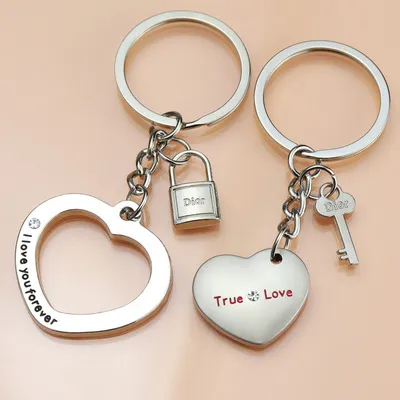I Have You In My Heart Heart-shaped Lock Key Couple Keychain Creative New Tanabata Couple Gift