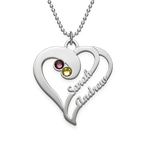 S925 Sterling Silver Heart-shaped Inlaid Stone Lettering 1-6 Private Custom