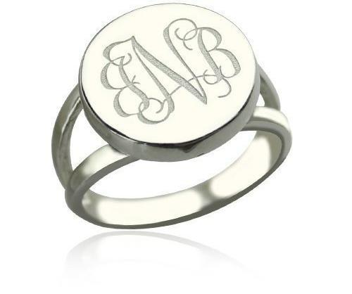S925 Sterling Silver Veneer Lettering Ring  Personalized Name Customization Exclusive
