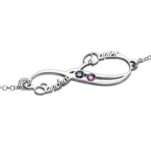 S925 Sterling Silver Infinity 1-2 Jewelry Personalized Name Inlaid Custom Bracelet Jewelry