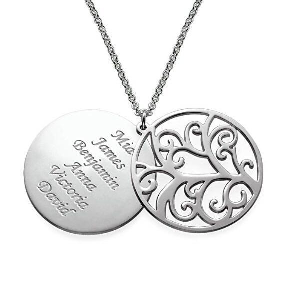 S925 Family Tree Disc Jewelry Personalized Font Name Custom Necklace Jewelry
