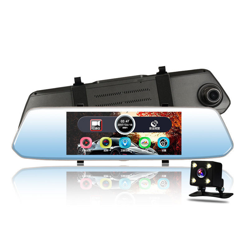 Car Driving Recorder Dual-lens Smart Rearview Mirror HD 1080P With Reversing Image All-in-one 7-inch