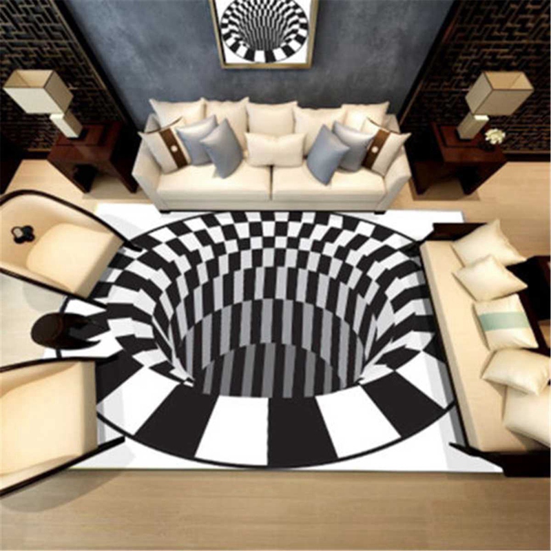 Cross-border Vision Nordic Rectangular Three-dimensional Geometric Carpet Living Room Coffee Table Bedroom Bedside Blanket Home Mat Customization