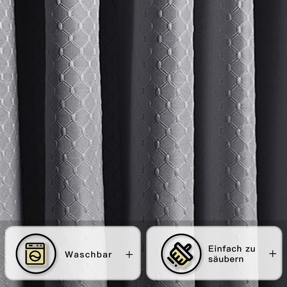iAHOME Shower Curtain Set Machine Washable Waterproof Shower Curtains with 12 Rust-Proof Hooks, Polyester Fabric Shower Curtains for Bathroom