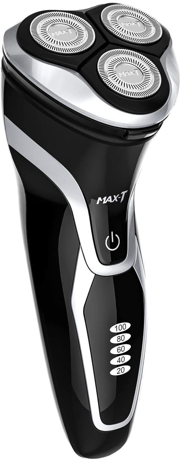 Electric Razor, MAX-T Corded and Cordless Rotary Shaver for Men with Pop Up Trimmer,IPX7 100% Waterproof Wet Dry (7109 with Wall Adapter)