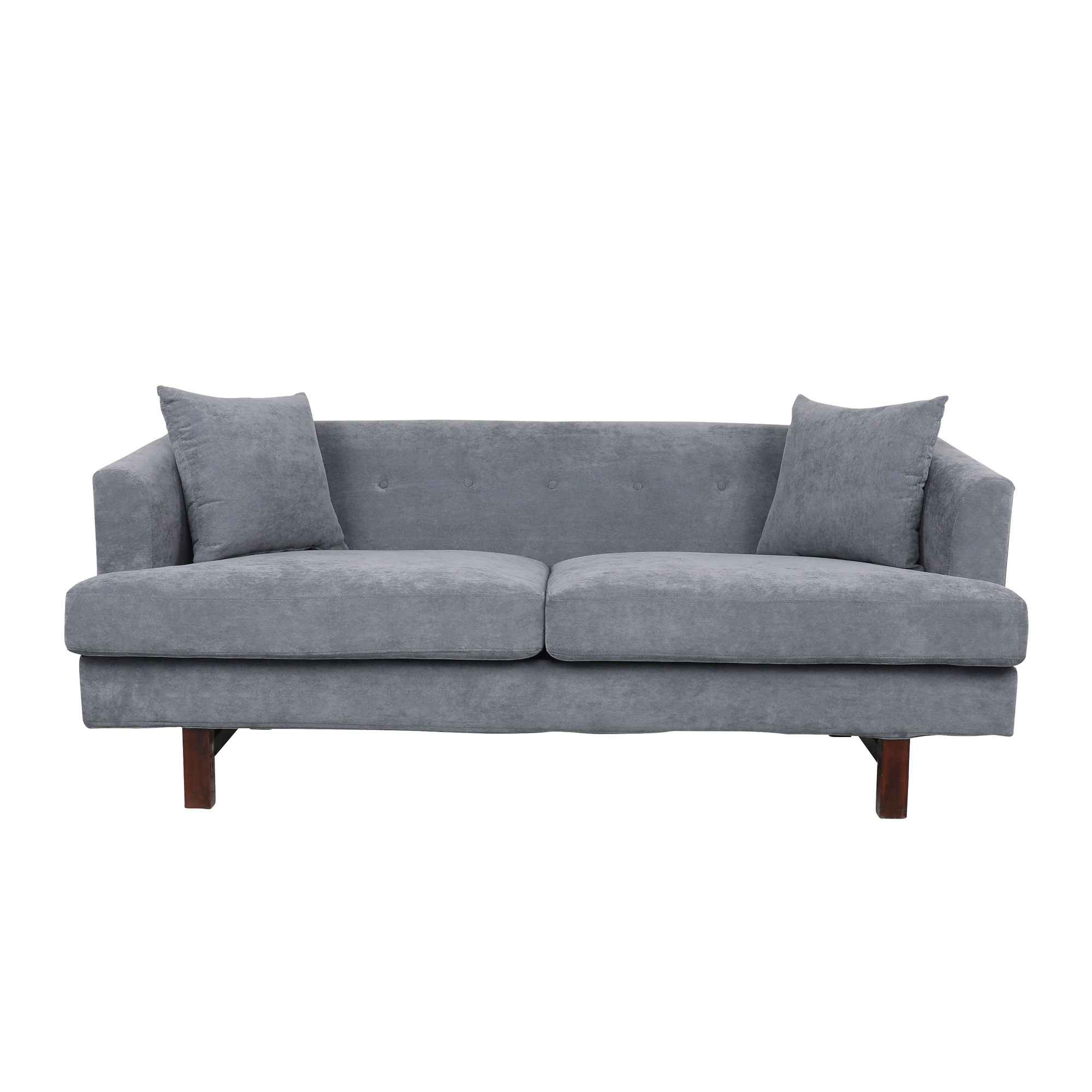 Contemporary 3 Seater Fabric Sofa with Accent Pillows-Dark Gery