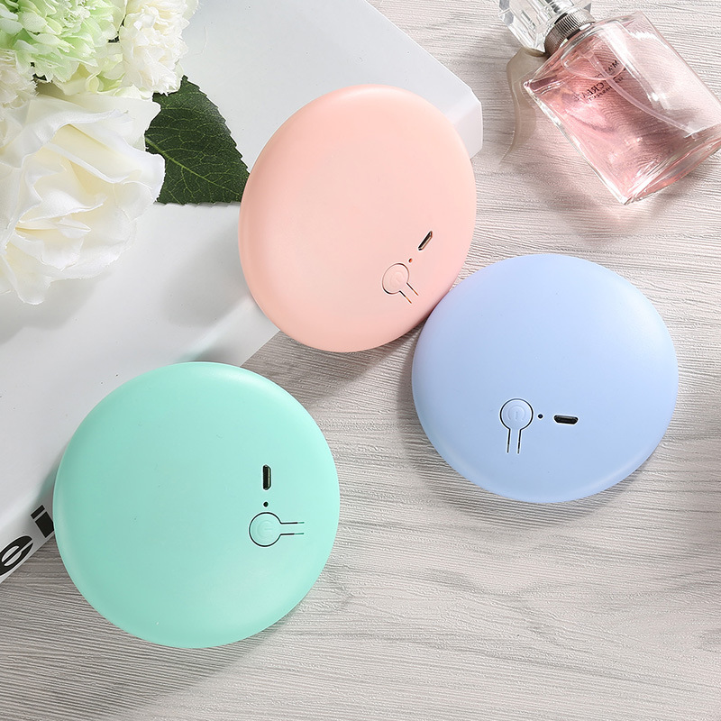 LED Makeup Mirror Compact Hand-held Luminous Makeup Mirror Girls Portable Round Small Mirror