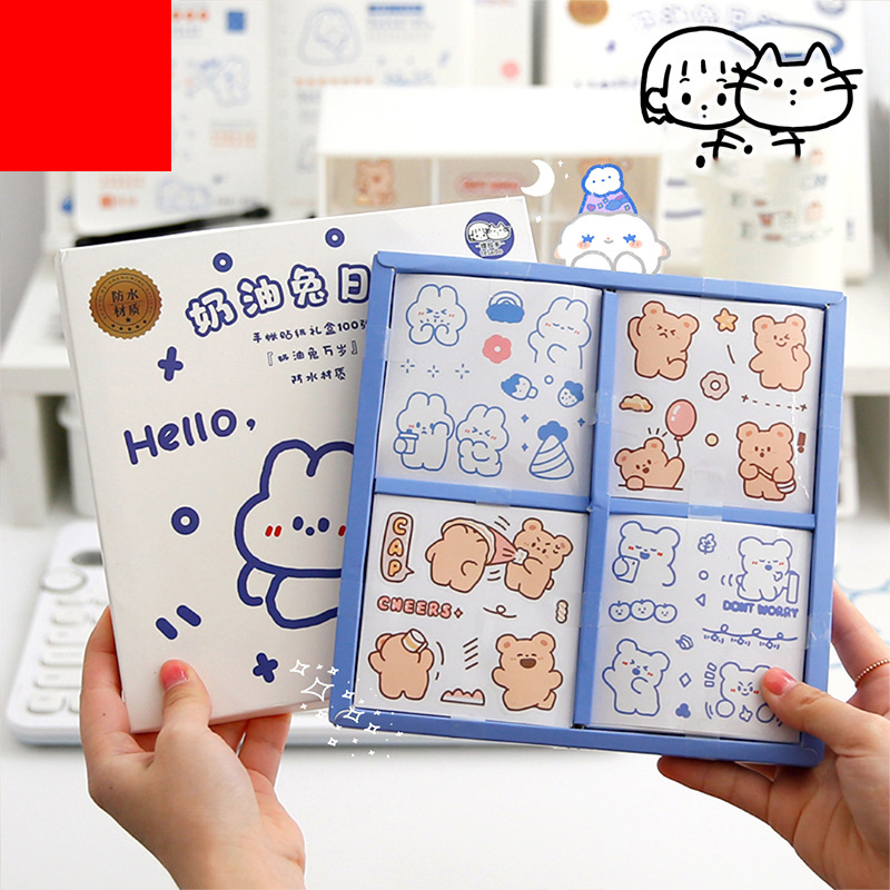 Tiradou Butter Rabbit Diary PET Waterproof Sticker Hand Account Gift Box Girl Hand Account Vacuum Mug Stickers 100 Sheets