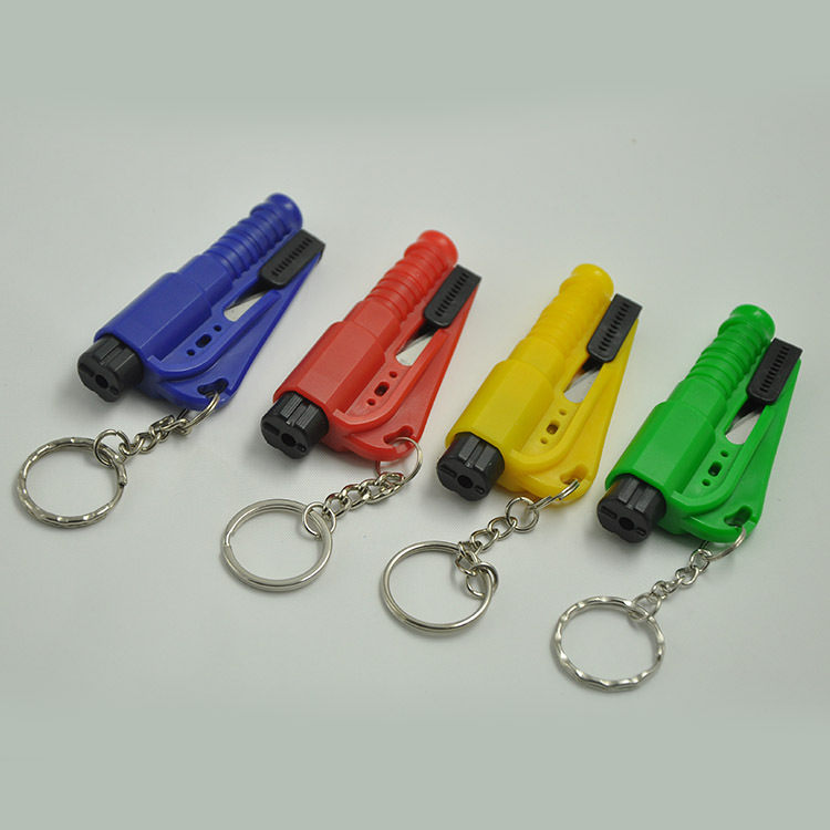 Car Three-in-one Mini Window Breaker Emergency Car Safety Hammer Whistle Cut Seat Belt Keychain Escape Hammer