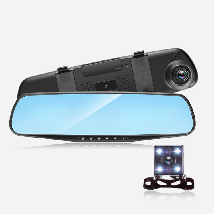 Rearview Mirror, Driving Recorder, Dual-lens 4.3 Screen 1080p High-definition Night Vision Reversing Image